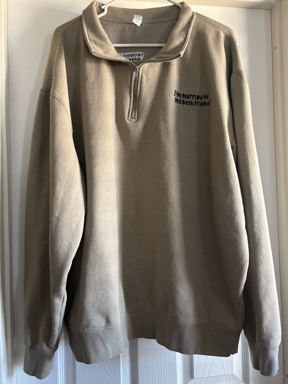 “I’m married to my best friend” Half Zip Sweater
